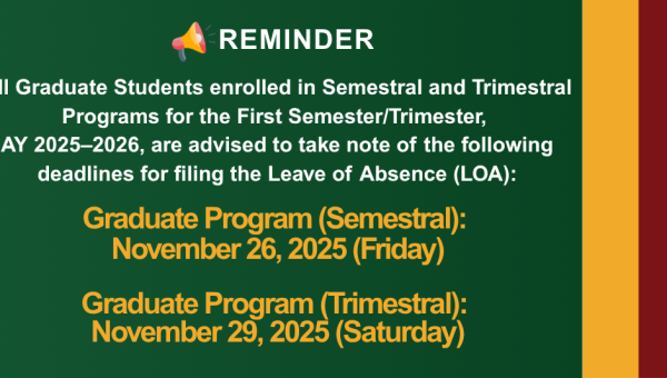 Deadline for filing a Leave of Absence for Graduate Program students